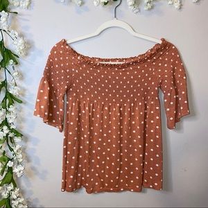 Rewind S orange polka dot top